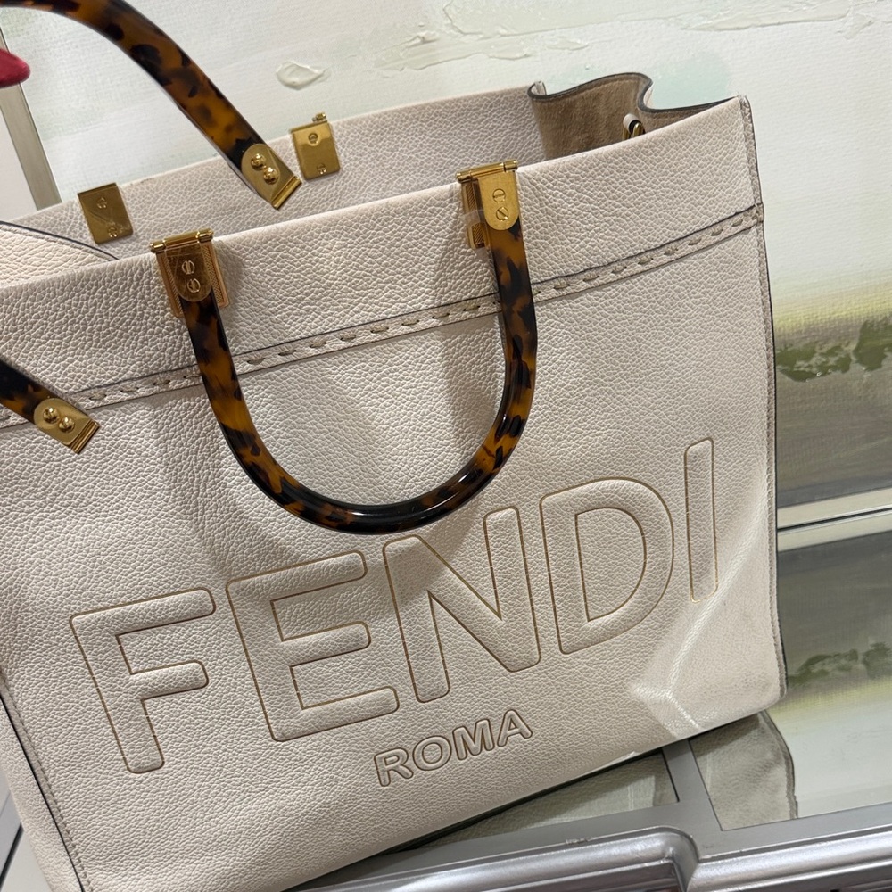 Fendi Cream Leather Tote Bag